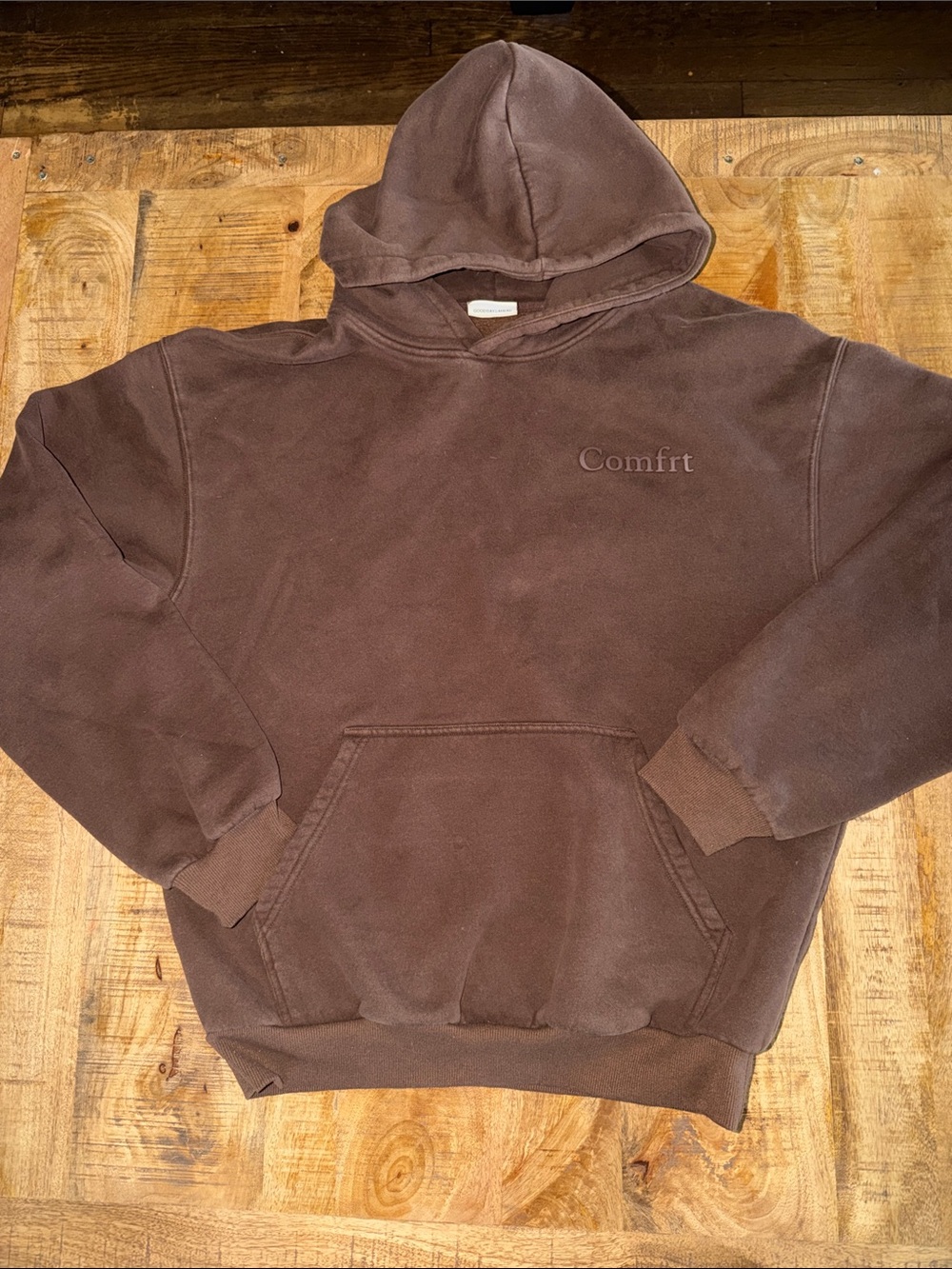 Comfrt Brown Pullover Hoodie with Embroidered Logo